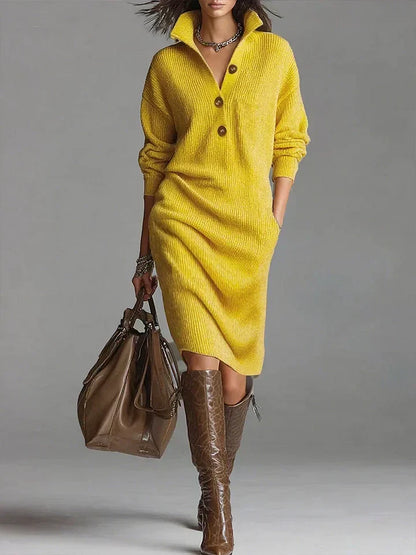 Classic Ladies Crew Neck Sweater Dress - VibreMode
