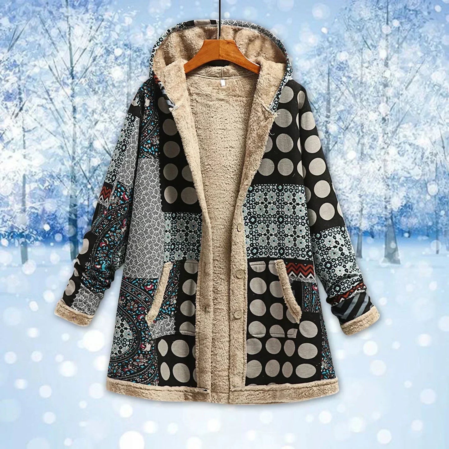 Women's Fleece Hooded Jacket Warm