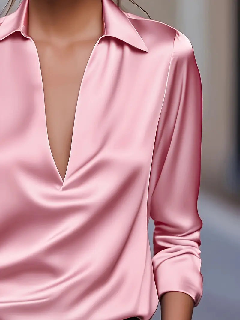 Luxury Soft V-Neck Satin Top