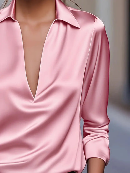 Women's Long Sleeve Blouse Draped Neck