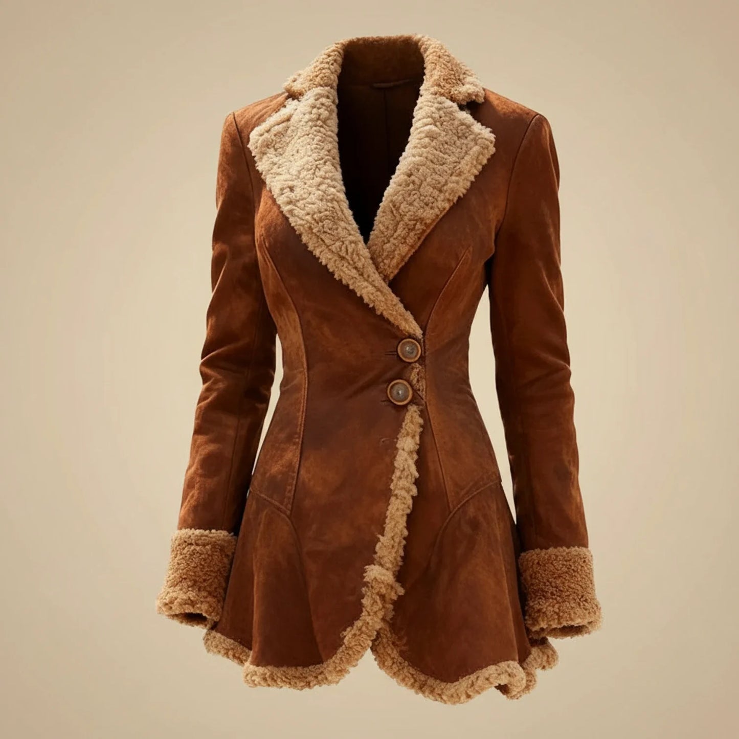 Women's Suede Shearling Coat - VibreMode