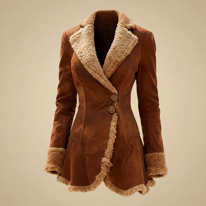 Women's Suede Shearling Coat - VibreMode
