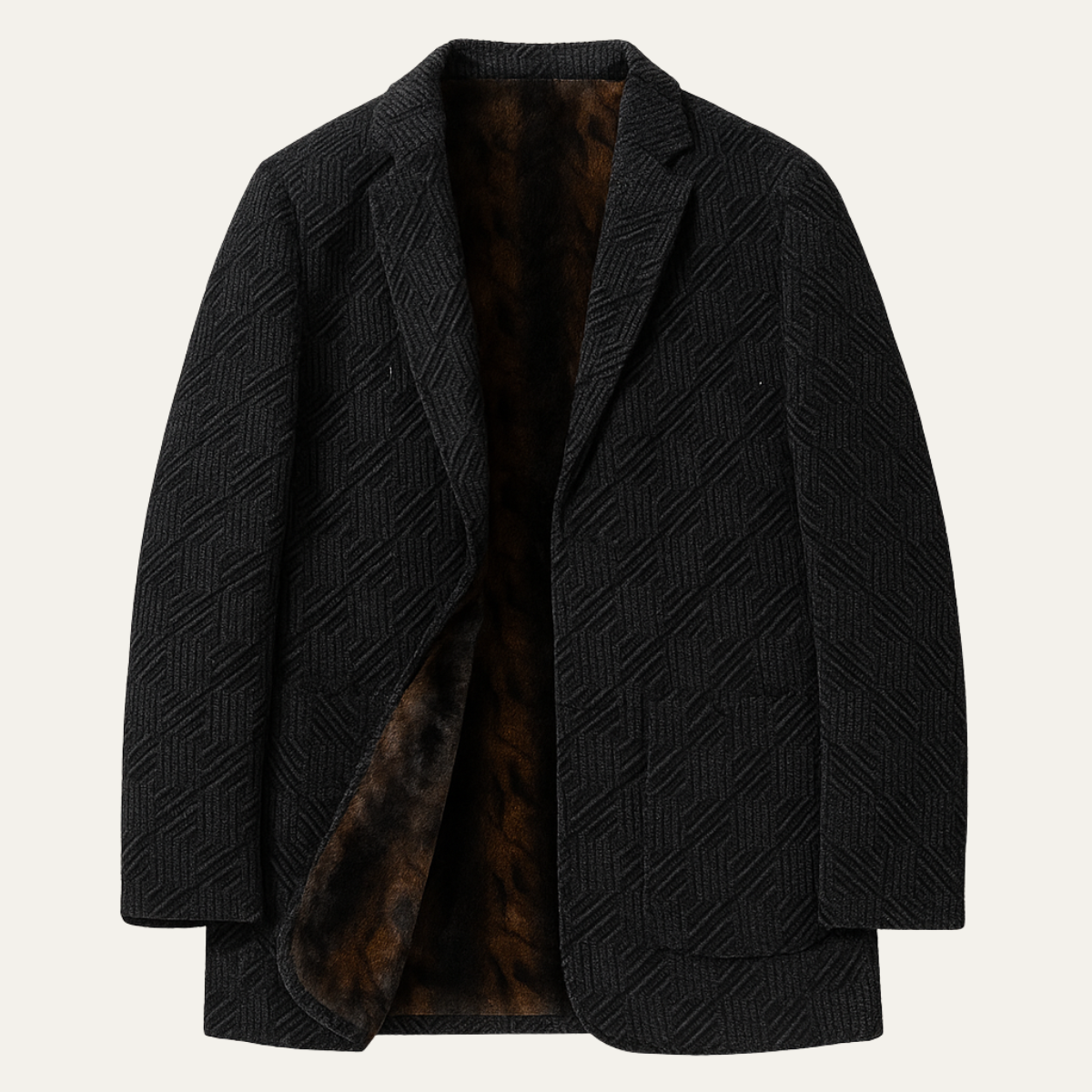 Mens Business Blazer Chenille Soft Fur Lined Navy - VibreMode