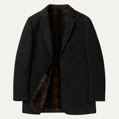 Mens Business Blazer Chenille Soft Fur Lined Navy - VibreMode