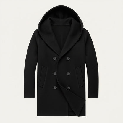 Men's Double Breasted Hooded Trench Coat