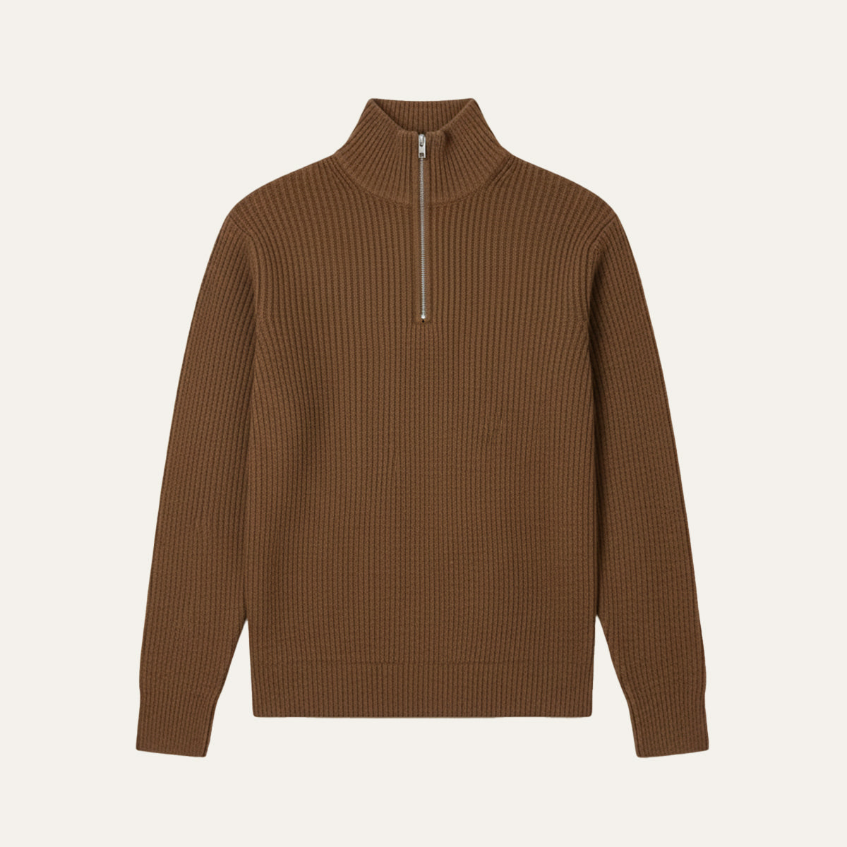 Men's Quarter Zip Ribbed Knit Sweater