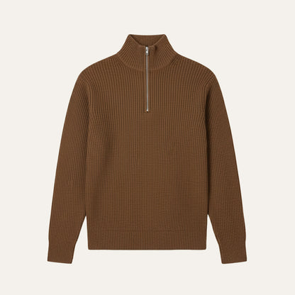 Men's Quarter Zip Ribbed Knit Sweater