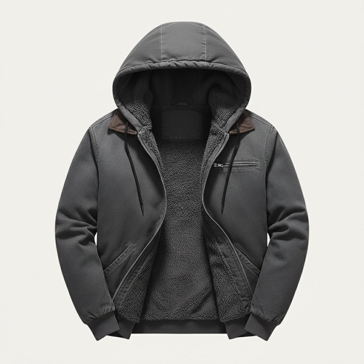 Men's Winter Fleece Lined Hooded Jacket
