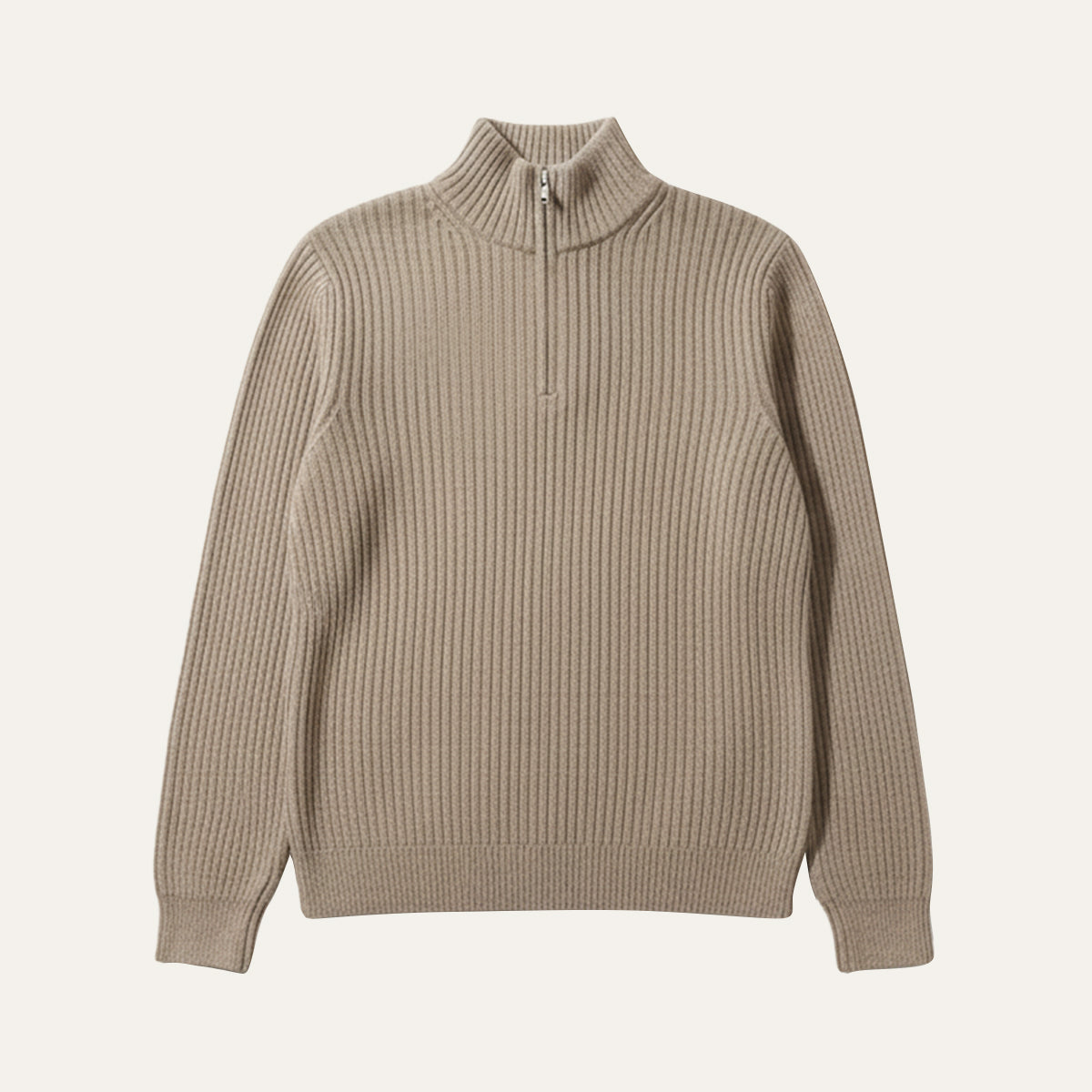Men's Quarter Zip Ribbed Knit Sweater