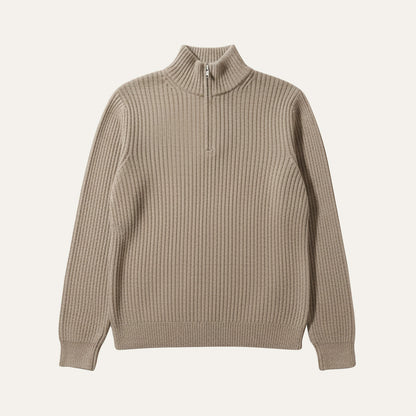 Men's Quarter Zip Ribbed Knit Sweater