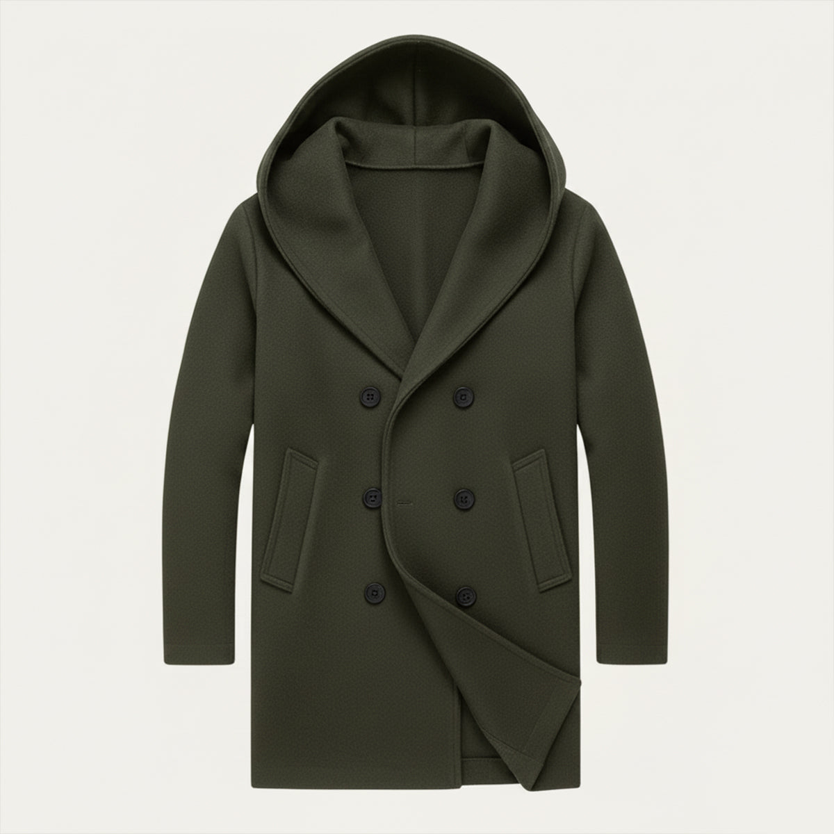 Men's Double Breasted Hooded Trench Coat