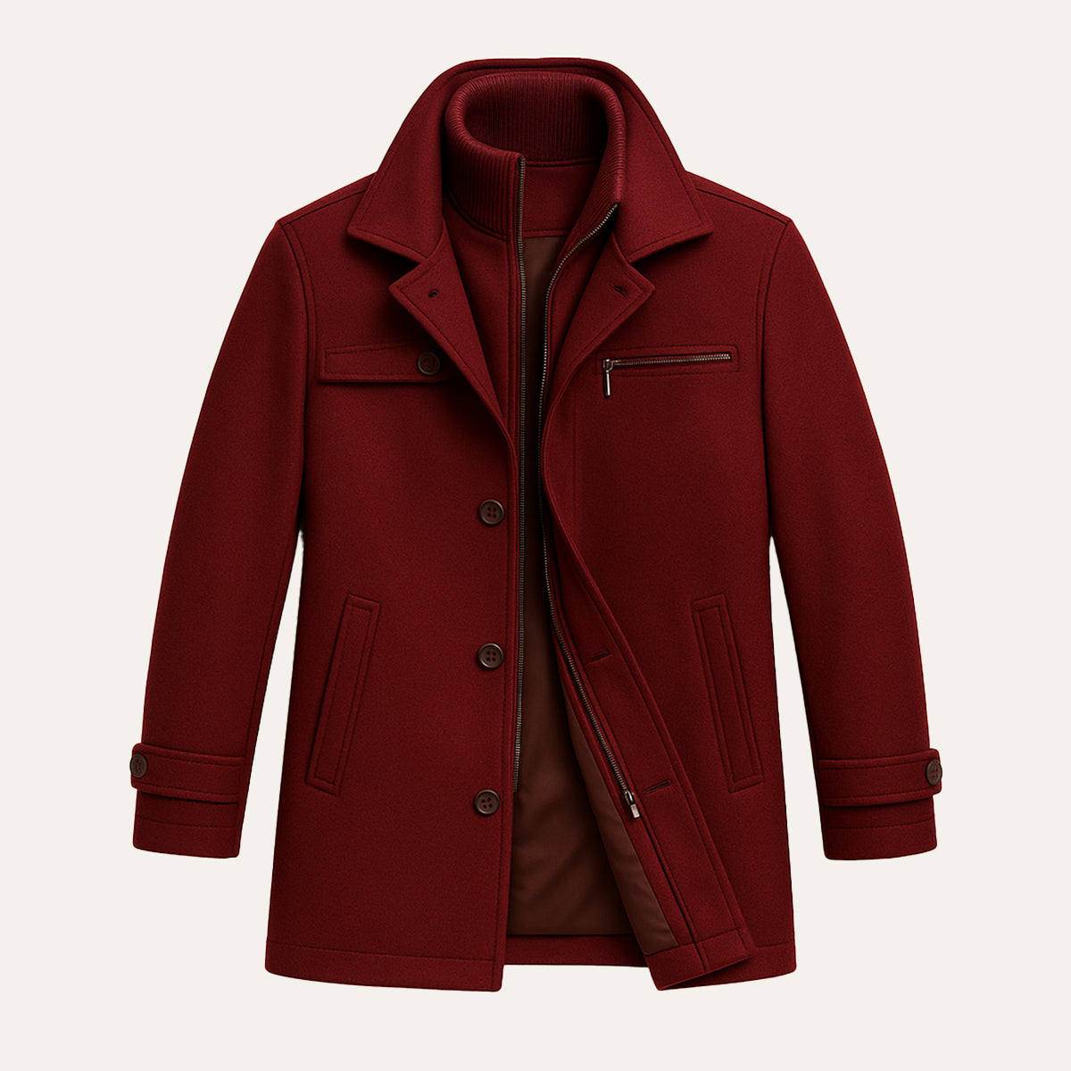 Men's Waterproof Long Jacket Adjustable Cuffs