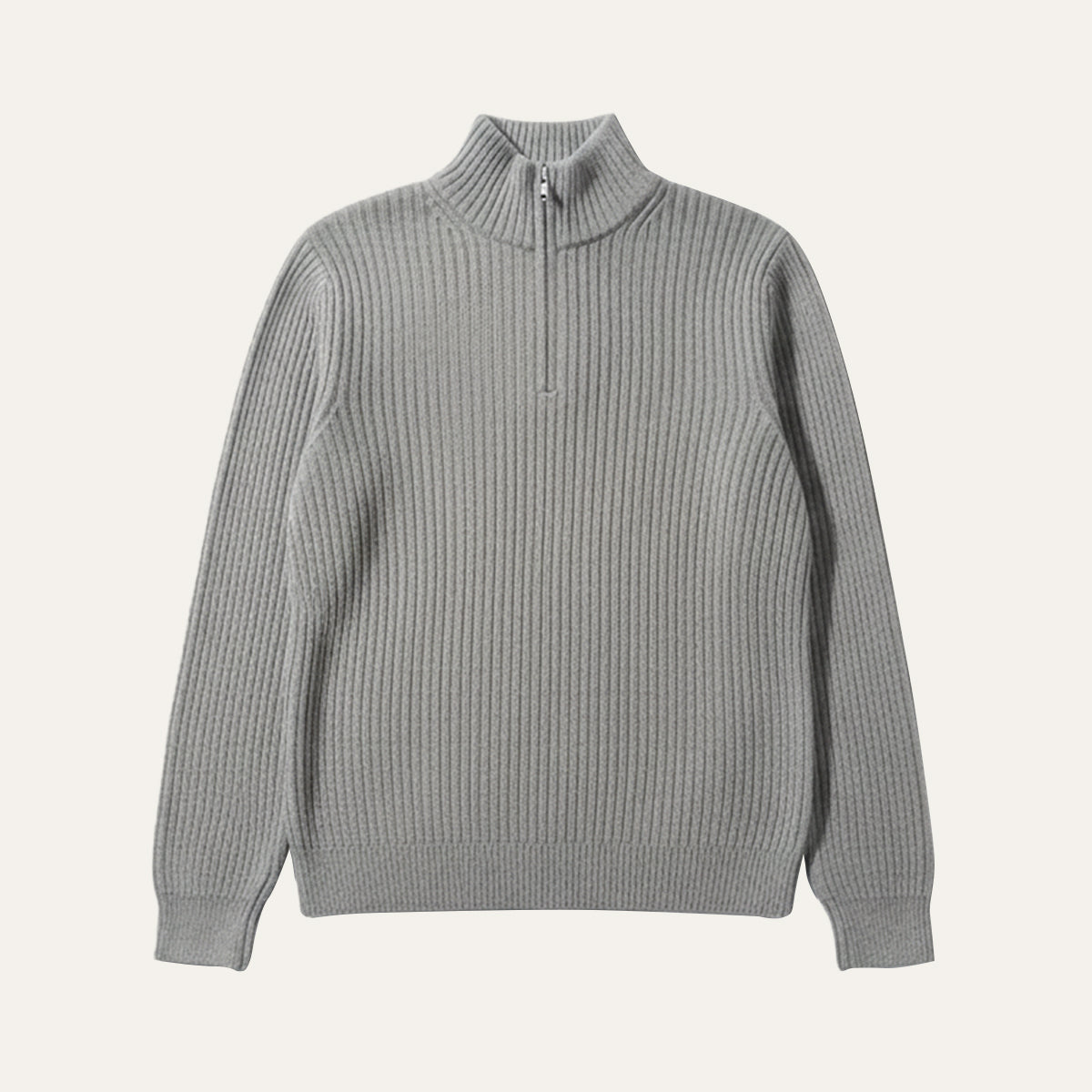 Men's Quarter Zip Ribbed Knit Sweater