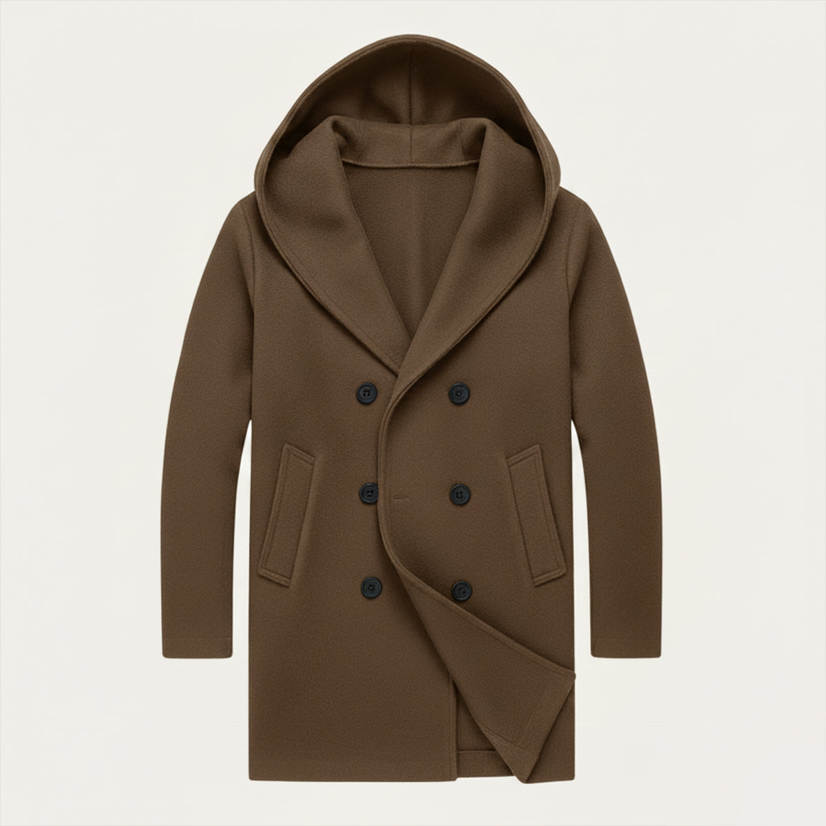 Men's Double Breasted Hooded Trench Coat