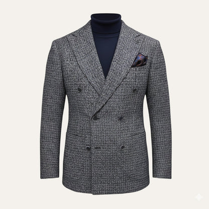 Men's Plaid Blazer Jacket Checked Double Breasted