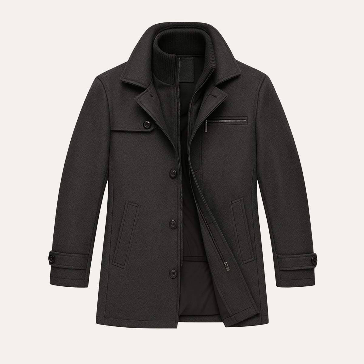 Men's Waterproof Long Jacket Adjustable Cuffs