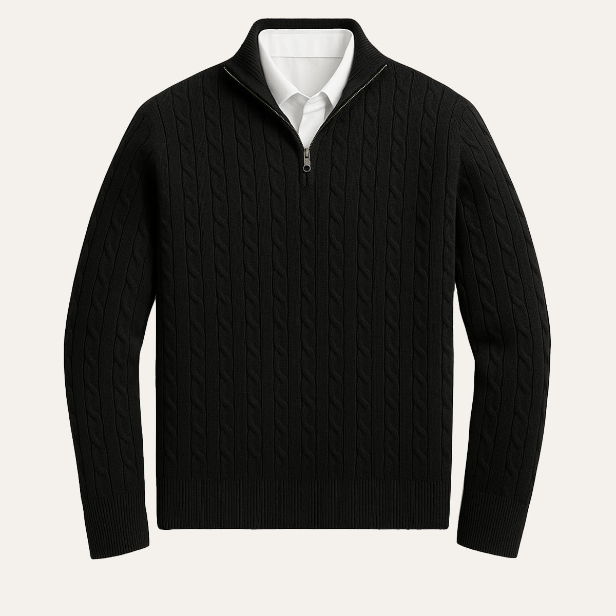 St. Moritz Men's Cable Knit Zip Sweater