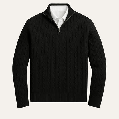 St. Moritz Men's Cable Knit Zip Sweater