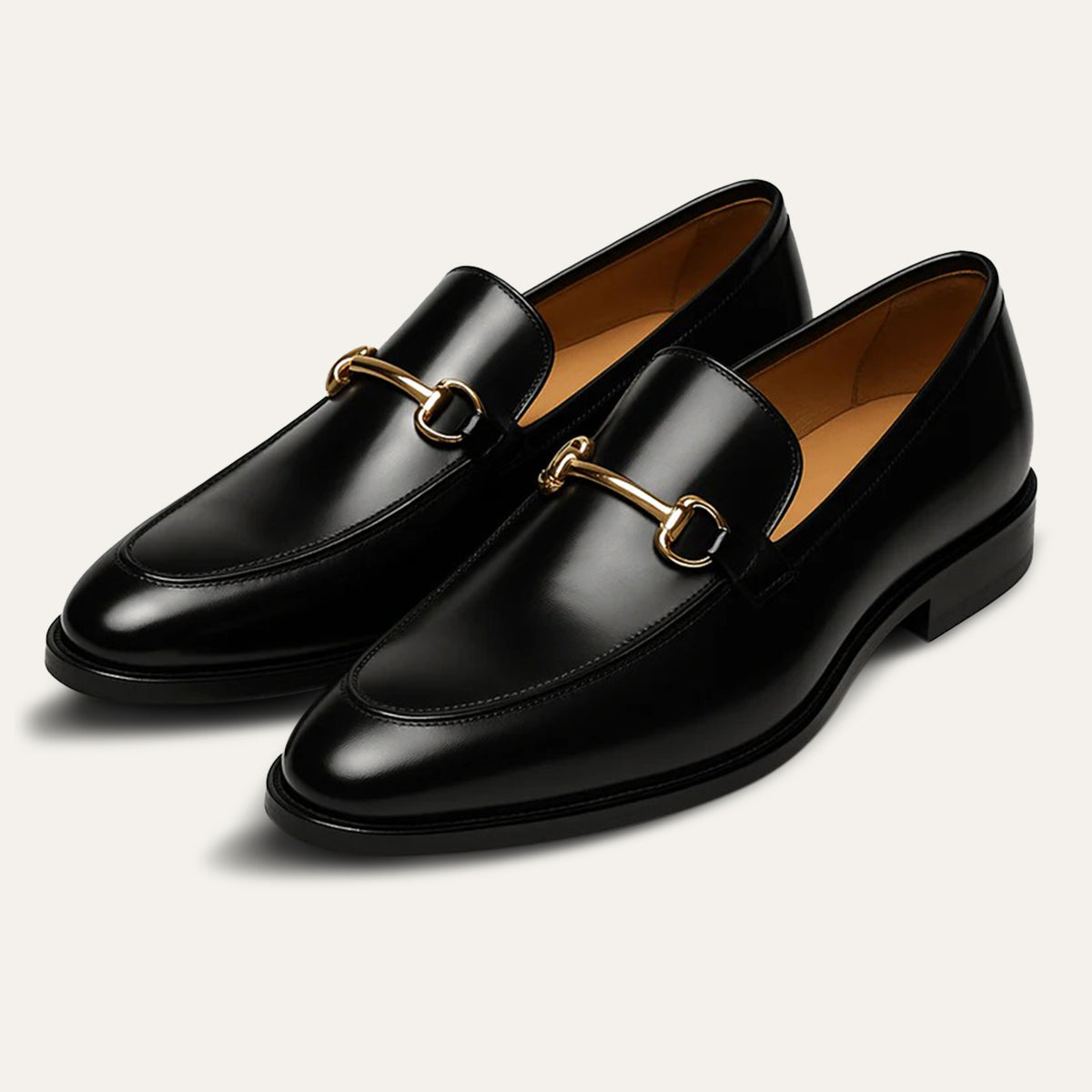 Men's Black Leather Horsebit Loafers - VibreMode