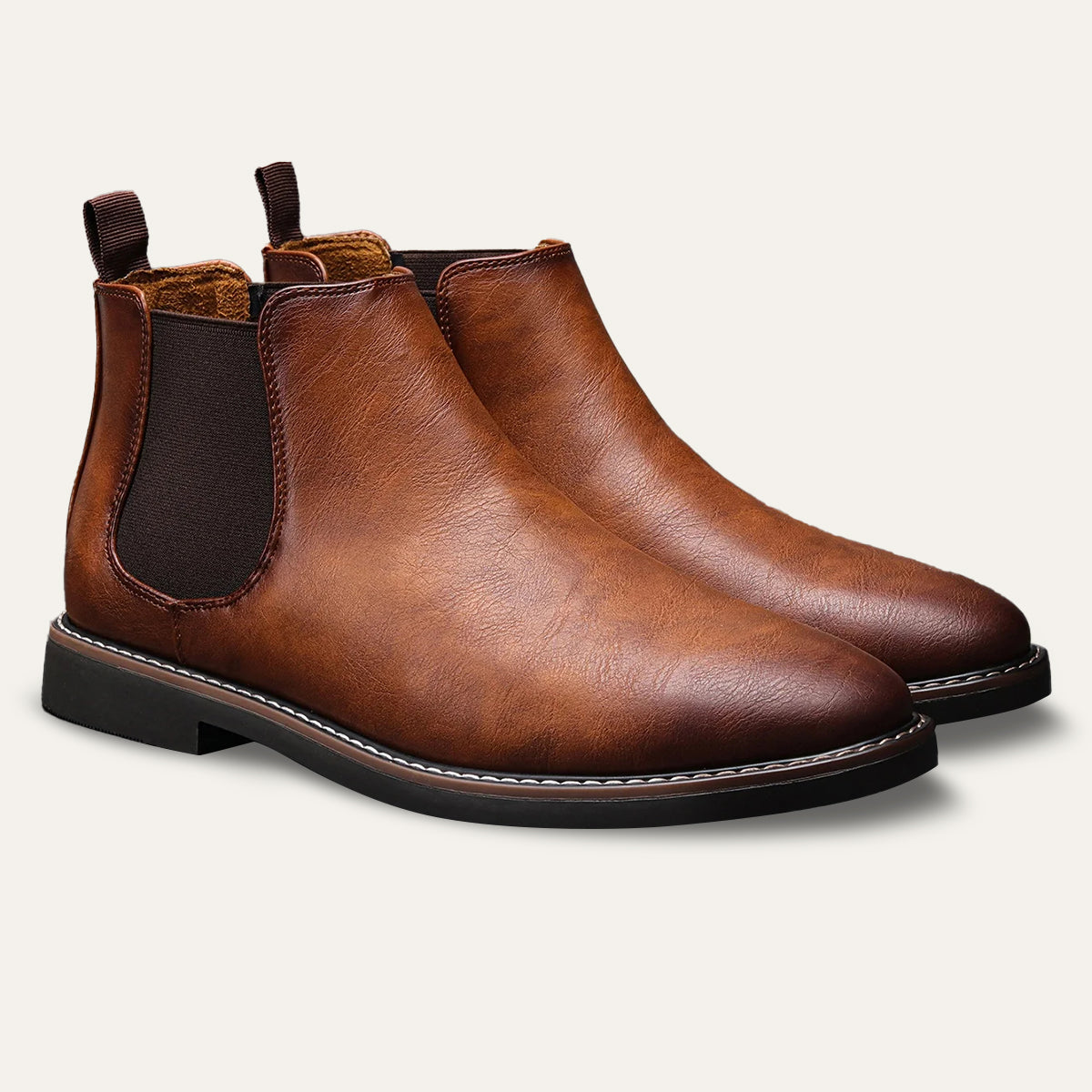 Men's Leather Chelsea Boots Durable Brown - VibreMode