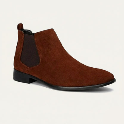 Men's Suede Chelsea Boots Slip On Elegant Brown