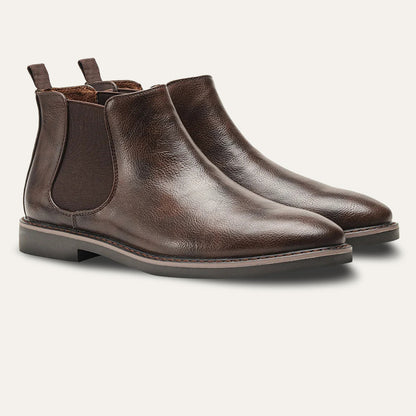 Men's Leather Chelsea Boots Durable Brown