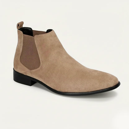 Men's Suede Chelsea Boots Slip On Elegant Brown - VibreMode