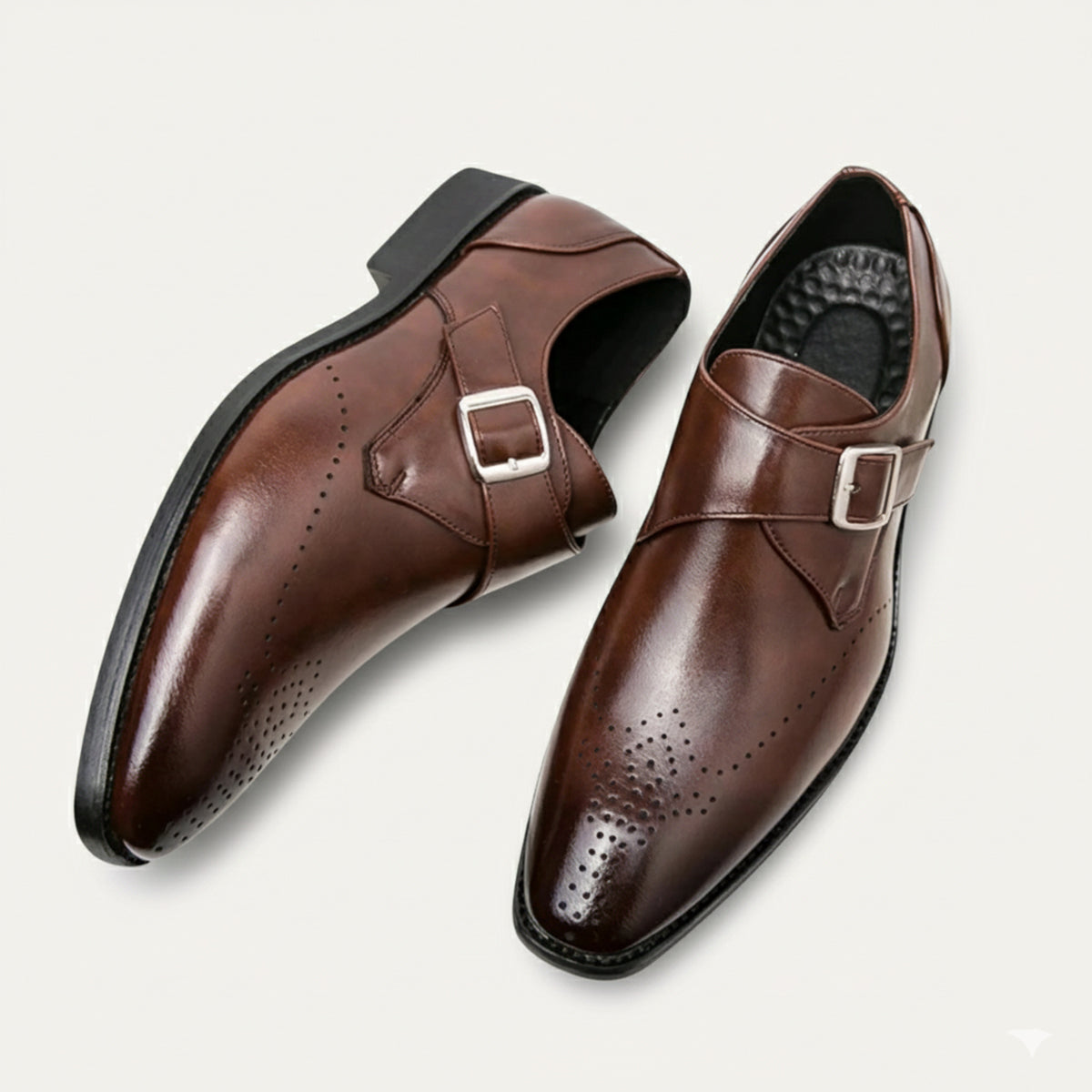 Men's Italian Leather Dress Shoes Buckle Asiago Formal Black