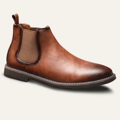 Men's Leather Chelsea Boots Comfortable Black - VibreMode