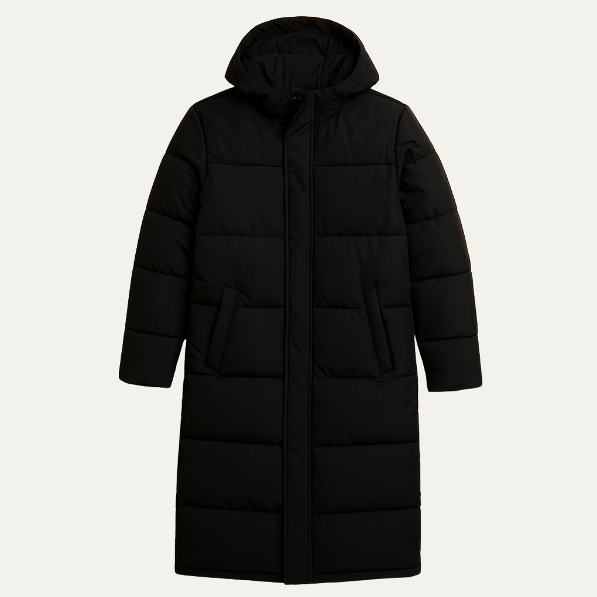 Men's Long Puffer Hooded Coat - VibreMode