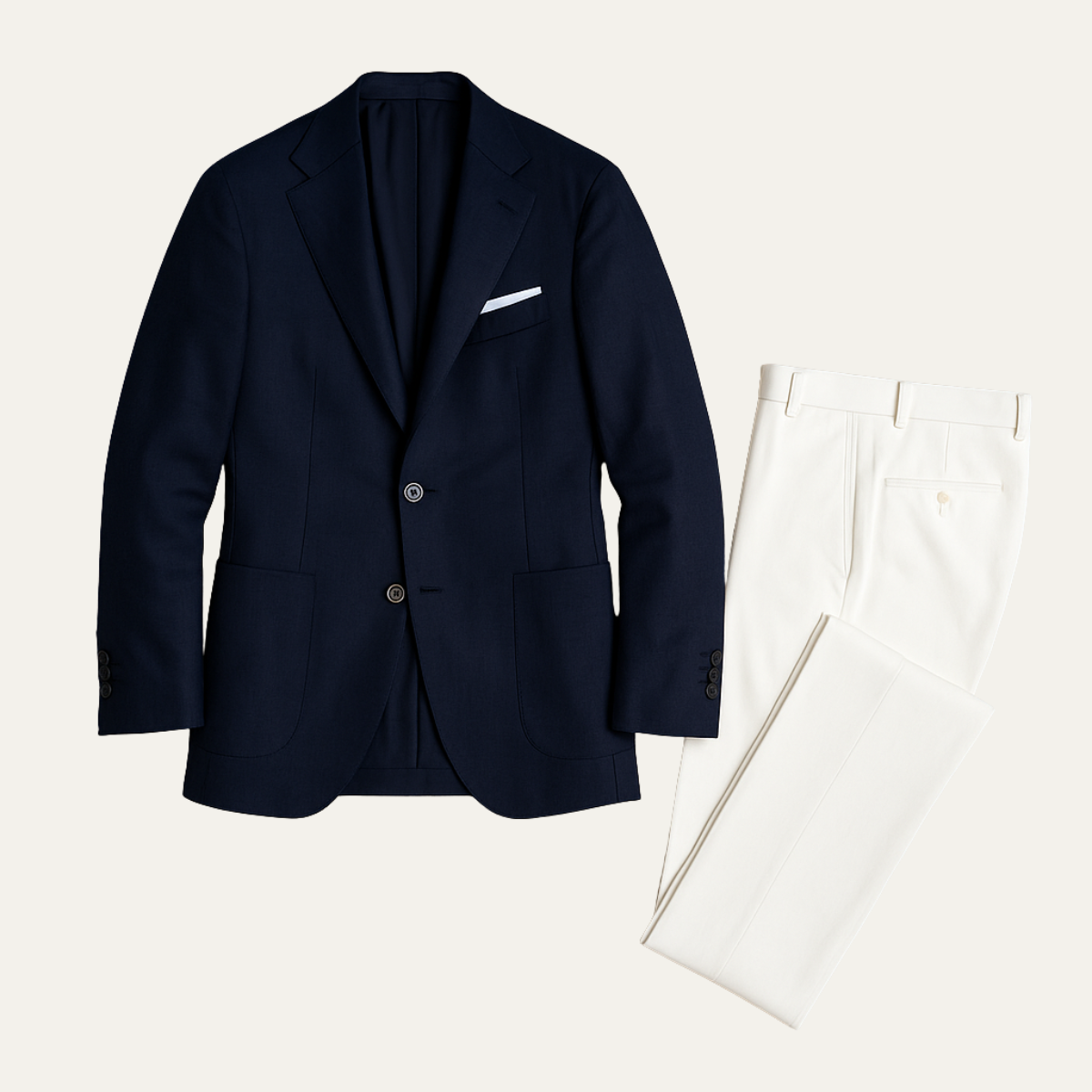 Men's 2 Piece Suit Notch Lapel White Pants - VibreMode