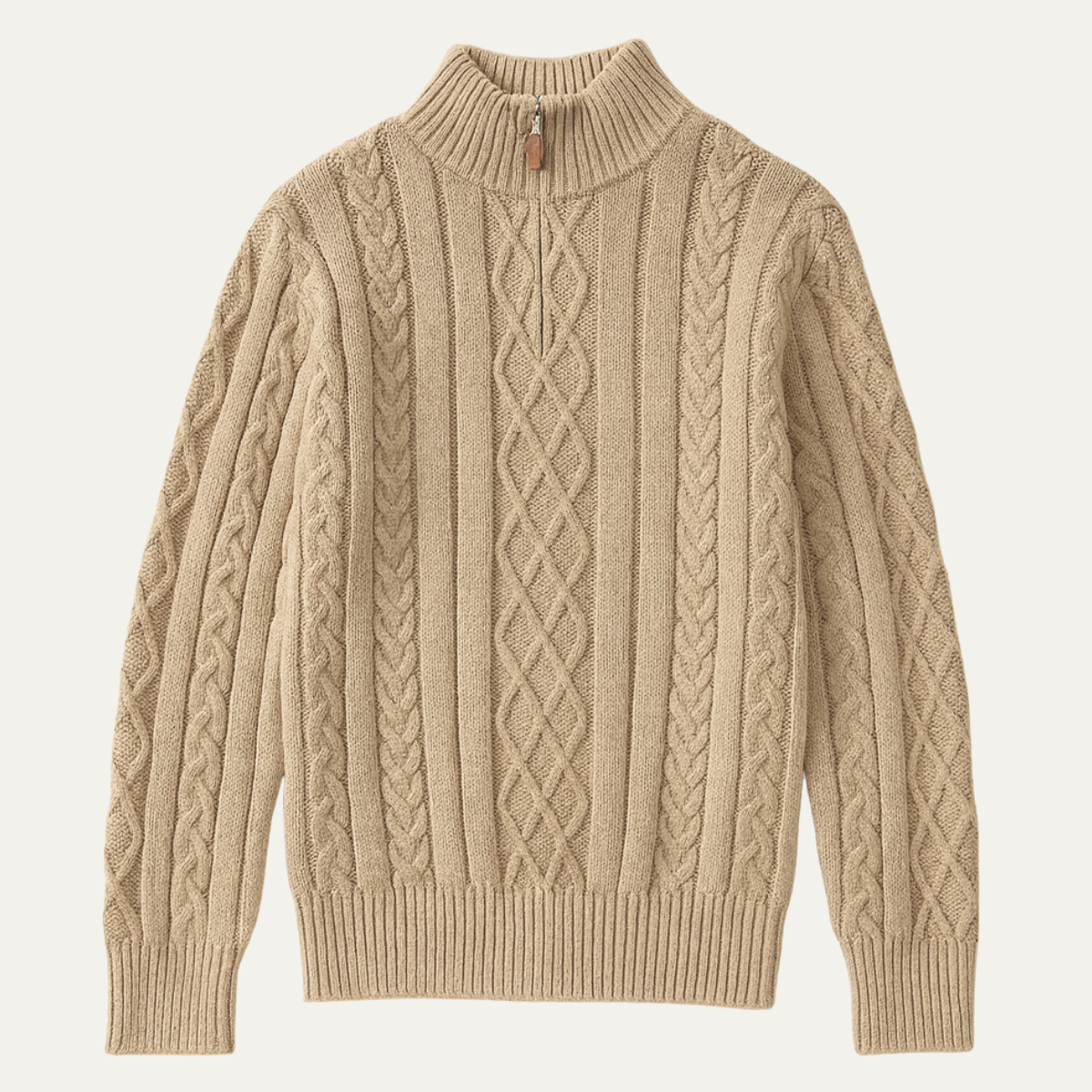 Men's Cable Knit Half Zip Sweater Warm Chunky Knit - VibreMode
