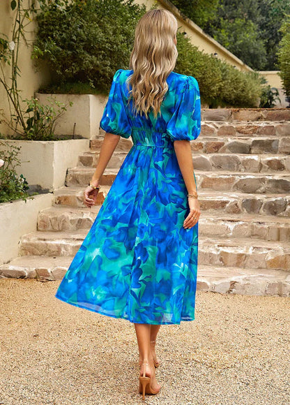 Women's Casual V Neck Mid Length Dress