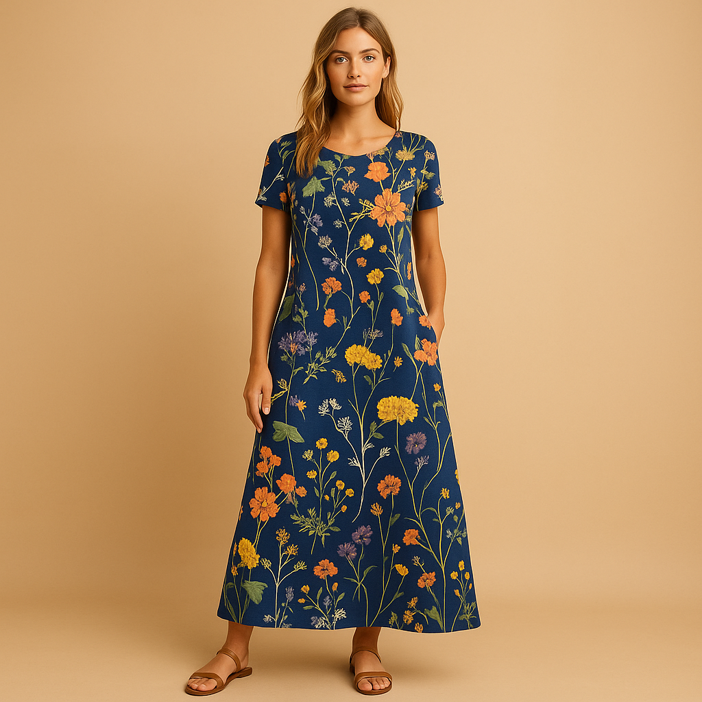 Floral casual dress for women with a flattering fit and feminine design, perfect for work, daily wear, and relaxed outings.