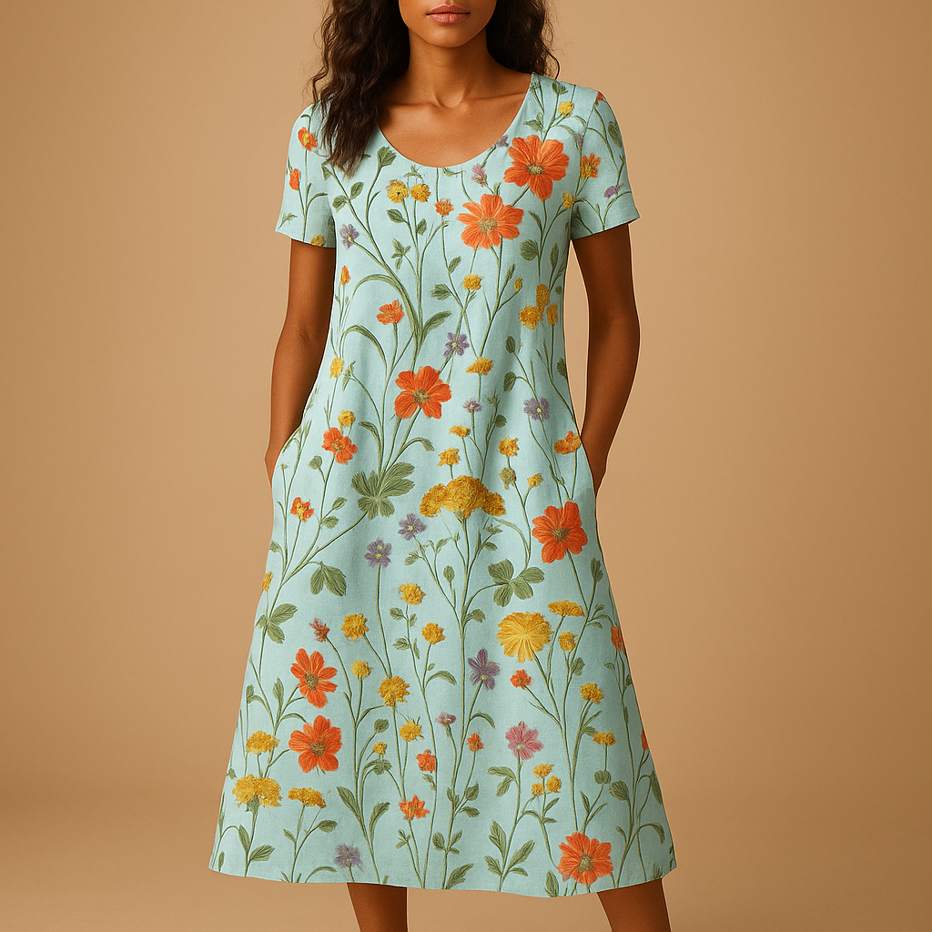 Floral casual dress for women with a flattering fit and feminine design, perfect for work, daily wear, and relaxed outings.