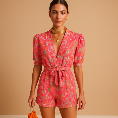 Women's Floral Short Jumpsuit - VibreMode