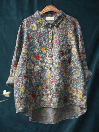 Pretty Floral Pocket Blouse for Women