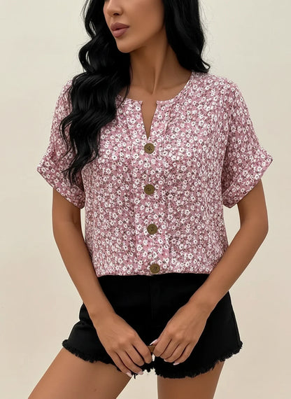Women's Floral Blouse Button Front