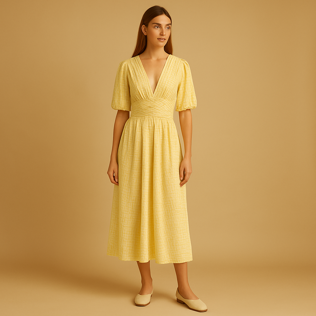 Women’s flowy maxi dress with button closure and long sleeves, perfect for work, casual outings, formal occasions and weekend wear.
