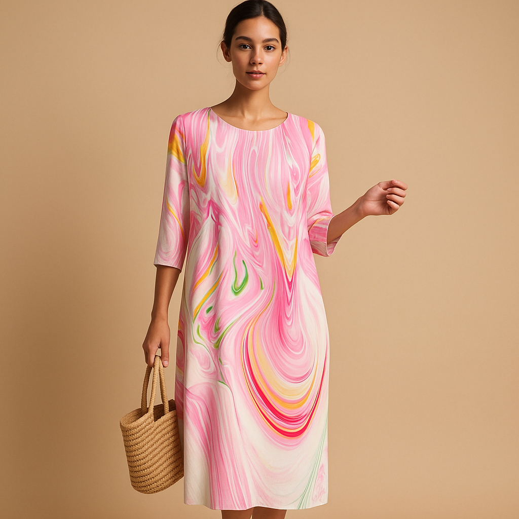 Women’s elegant flowy midi dress with lightweight fabric and flattering fit, suitable for casual outings, formal events, vacations and everyday wear.
