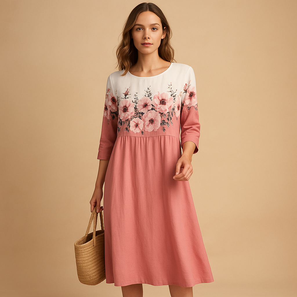 Women’s elegant flowy midi dress with lightweight fabric and flattering fit, suitable for casual outings, formal events, vacations and everyday wear.