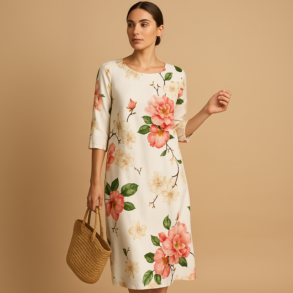 Women’s elegant flowy midi dress with lightweight fabric and flattering fit, suitable for casual outings, formal events, vacations and everyday wear.