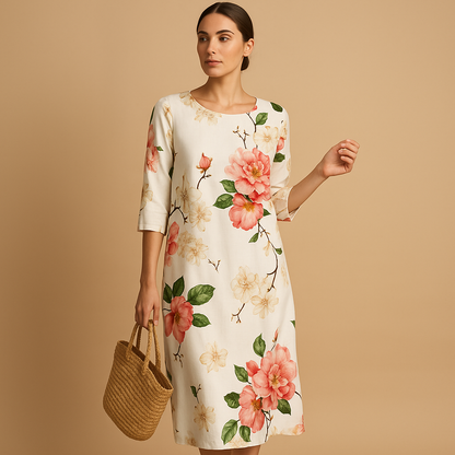 Women’s elegant flowy midi dress with lightweight fabric and flattering fit, suitable for casual outings, formal events, vacations and everyday wear.