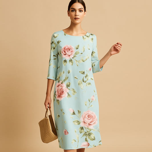 Beautiful Floral Knee Length Dress for Women - VibreMode