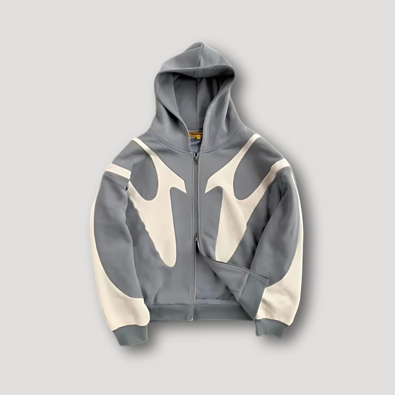 Men's Graphic Hoodie Zip-Up Cotton Front Pocket