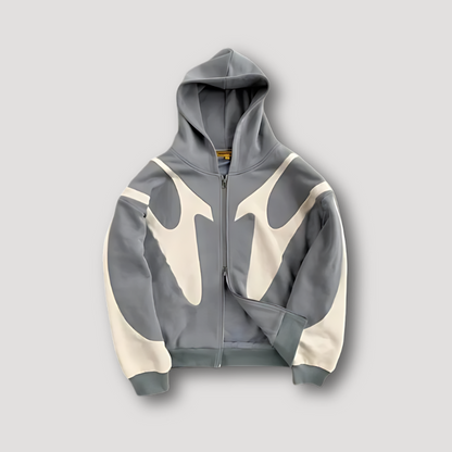 Men's Graphic Hoodie Zip-Up Cotton Front Pocket
