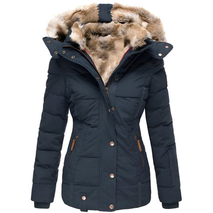 Warm Women's Down Parka with Faux Fur Hood