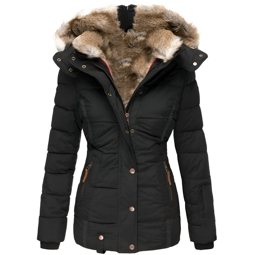 Warm Women's Down Parka with Faux Fur Hood - VibreMode