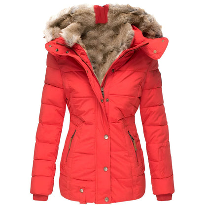 Warm Women's Down Parka with Faux Fur Hood