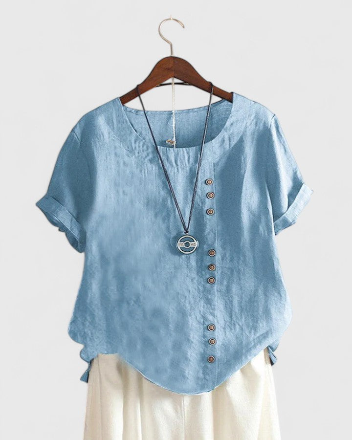 Chic Off-Center Button Top